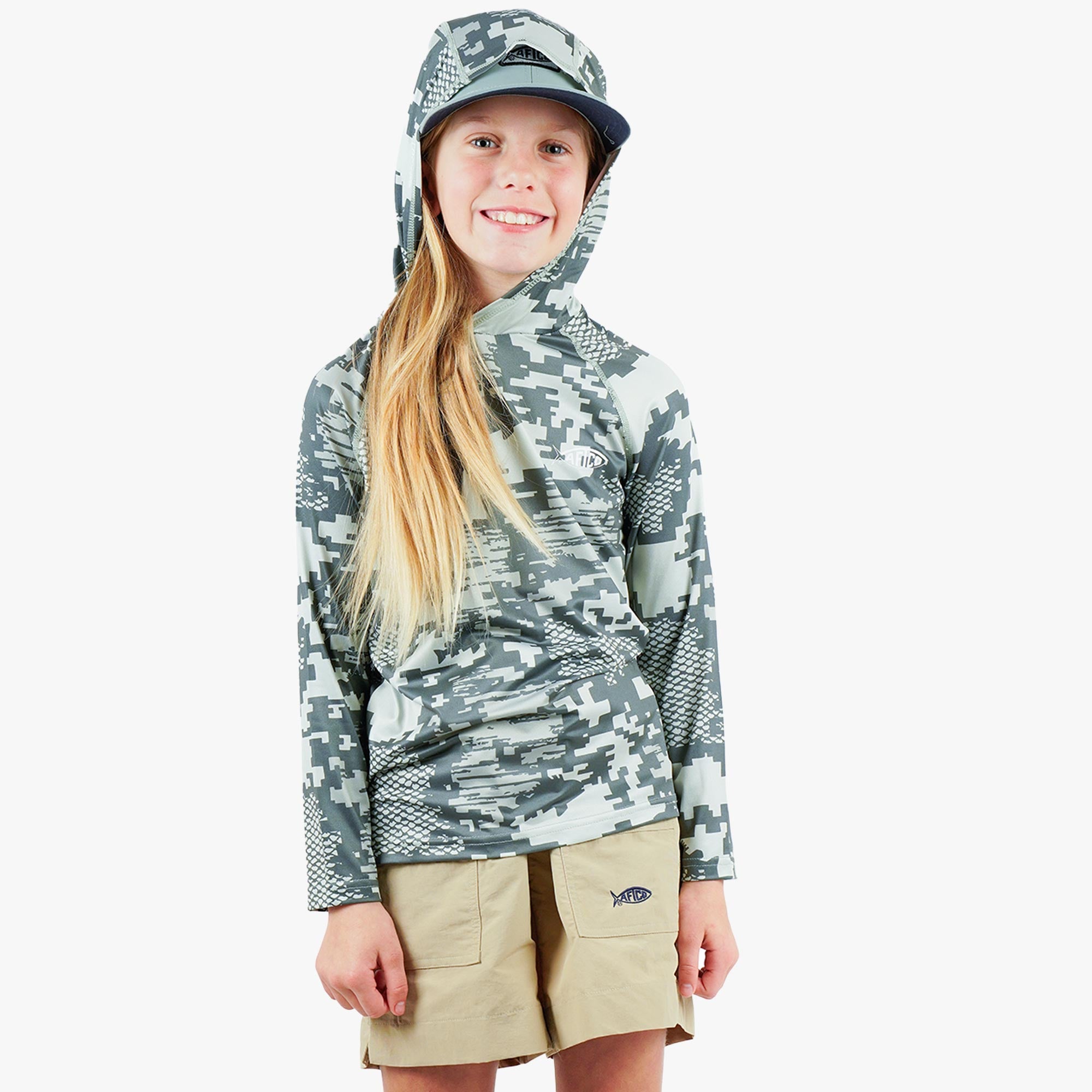 Youth Tactical Camo Hooded LS Performance Shirt - Image 2