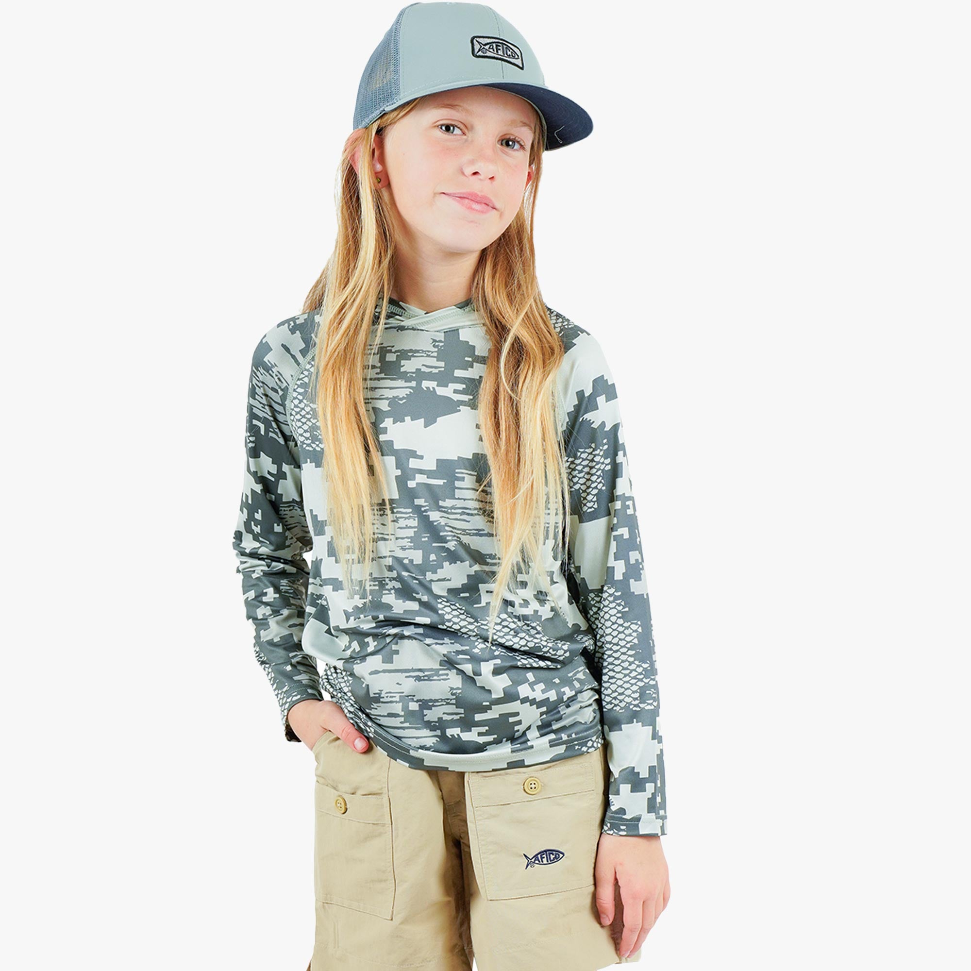 Youth Tactical Camo Hooded LS Performance Shirt - Image 3