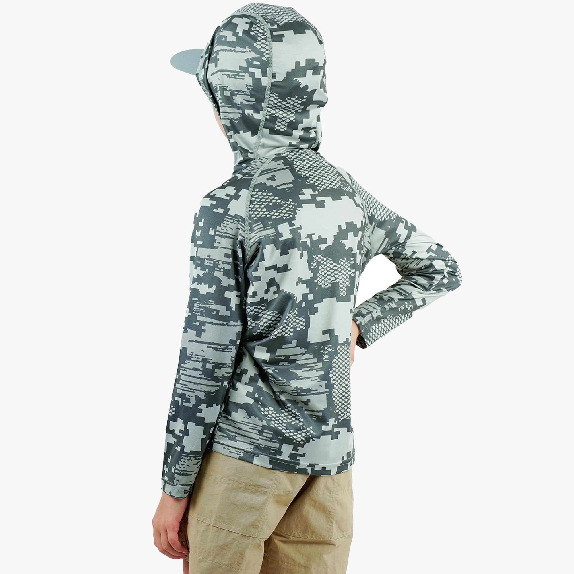 Youth Tactical Camo Hooded LS Performance Shirt - Image 4