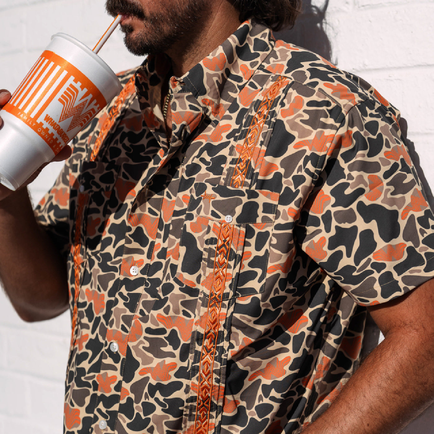 Texas Standard x Whataburger Camo Libre Guayabera - Image 2