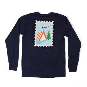 Navy Holiday Stamp Long Sleeve Tee