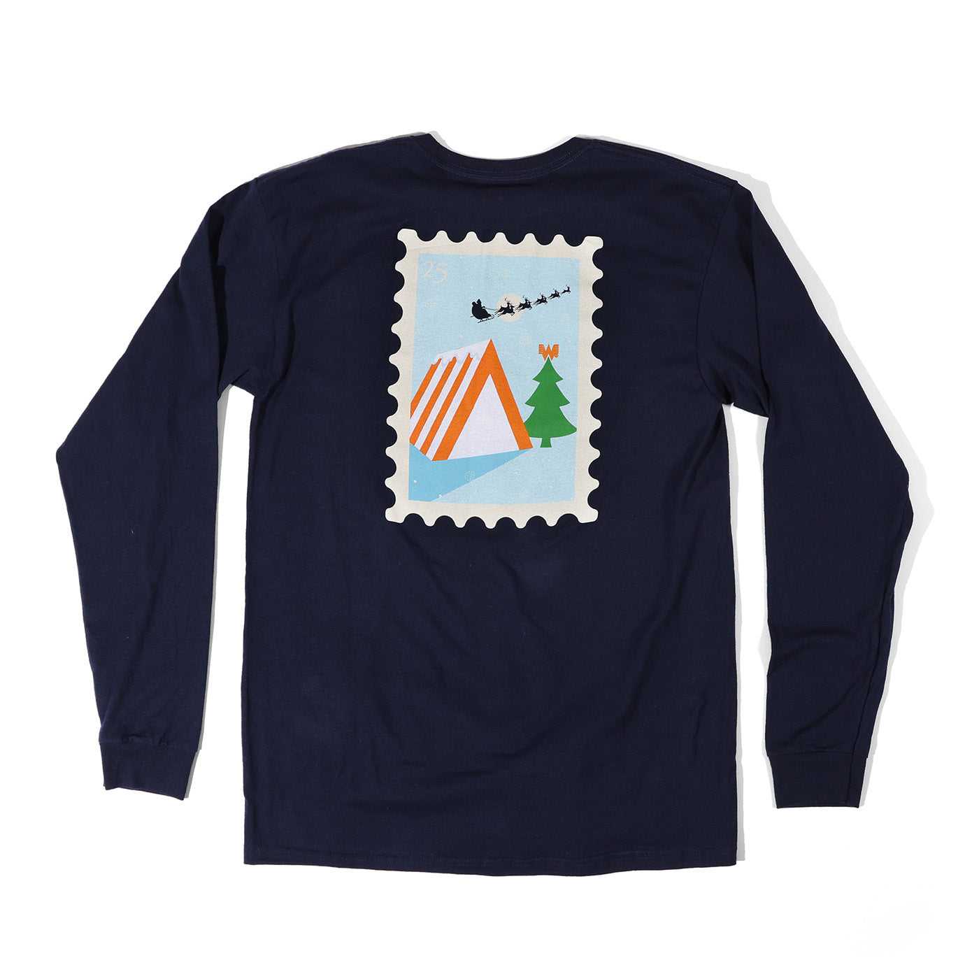 Navy Holiday Stamp Long Sleeve Tee