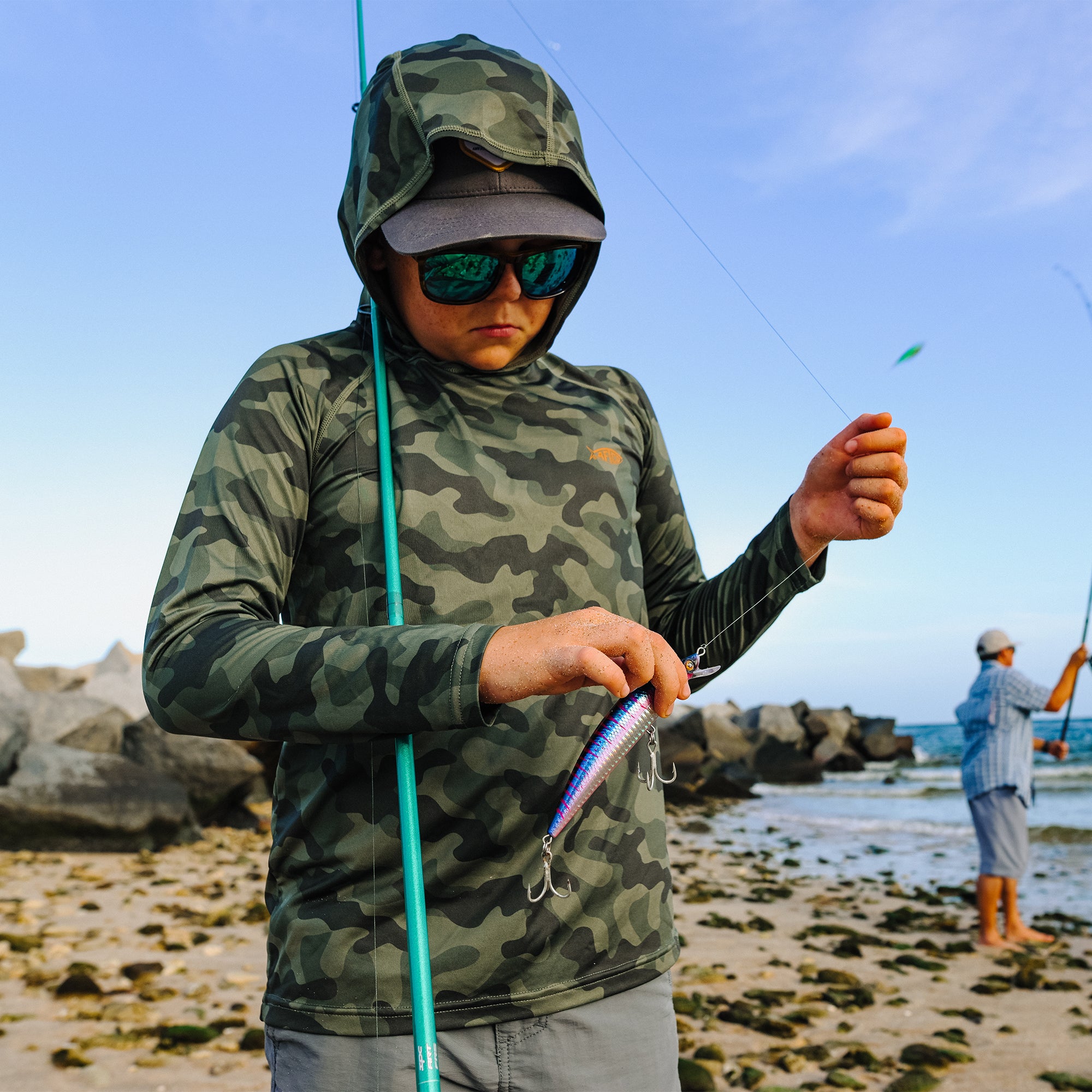 Youth Tactical Camo Hooded LS Performance Shirt - Image 5